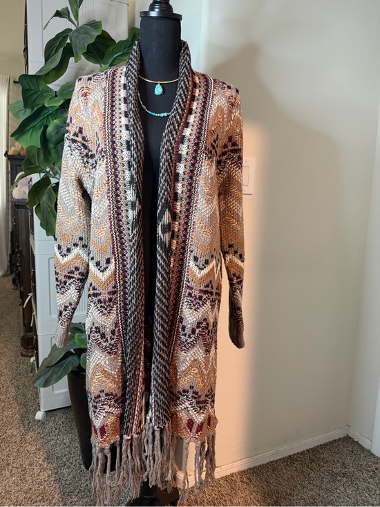 Fashion Apparel Sweaters - Cozy Multicolor Fringe Open-Front Cardigan Sweater